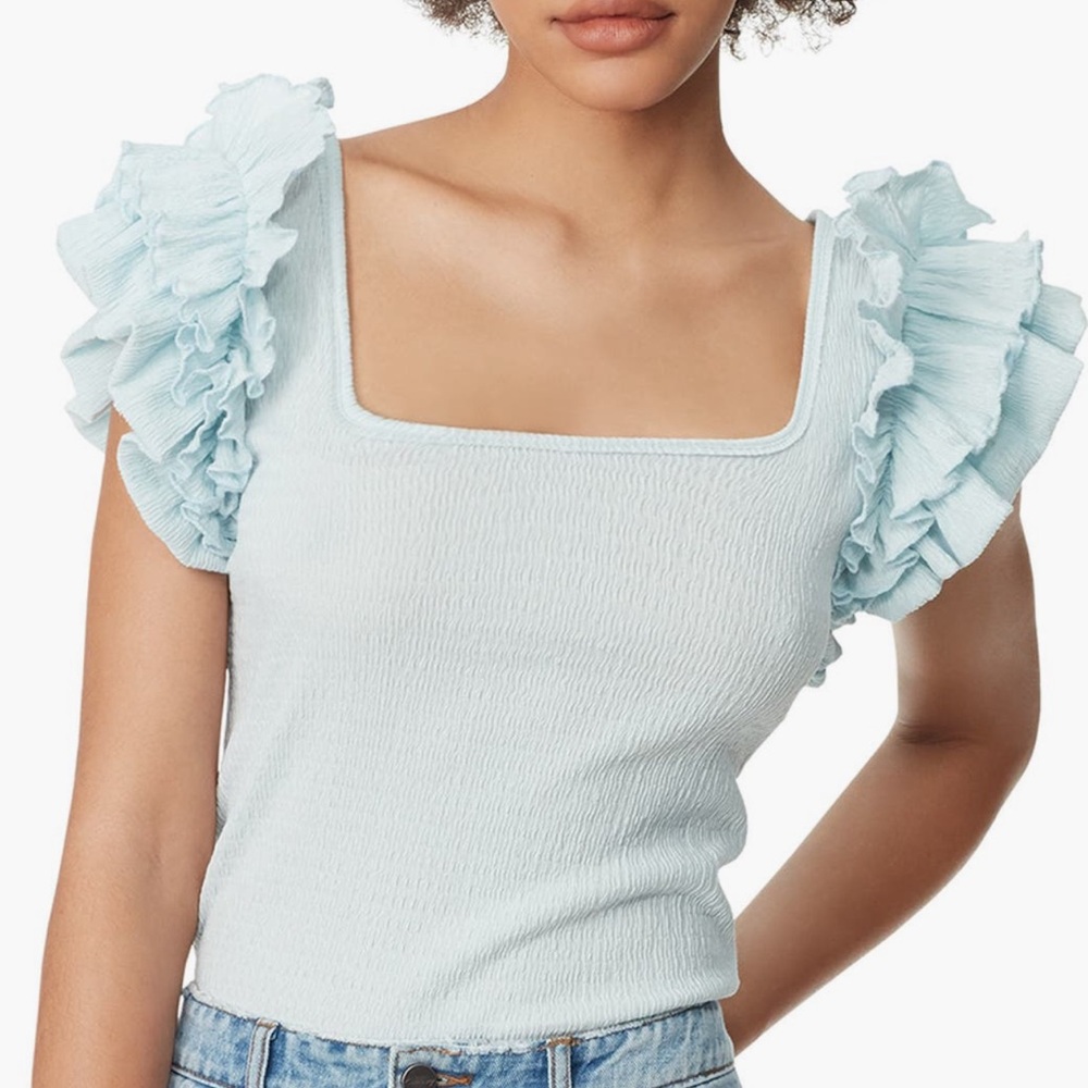 NWT Sky Blue Ruffled Sleeve Blouse